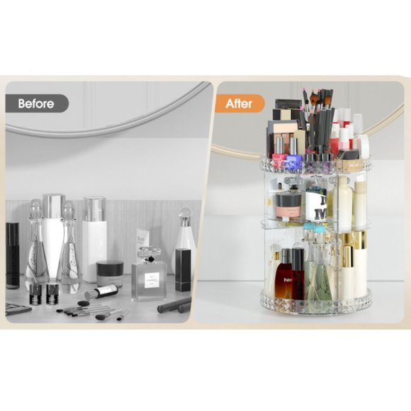 2 Tiers - 360° Turntable Makeup Organizer - Lazy Susan Cosmetics Storage - Picture 8 of 9